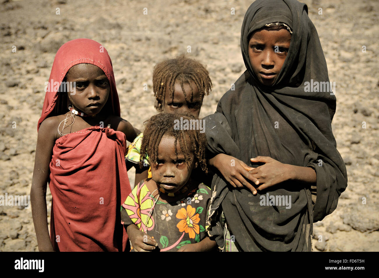 Muslim Afar kids, Danakil depression, Afar Region, Ethiopia Stock Photo