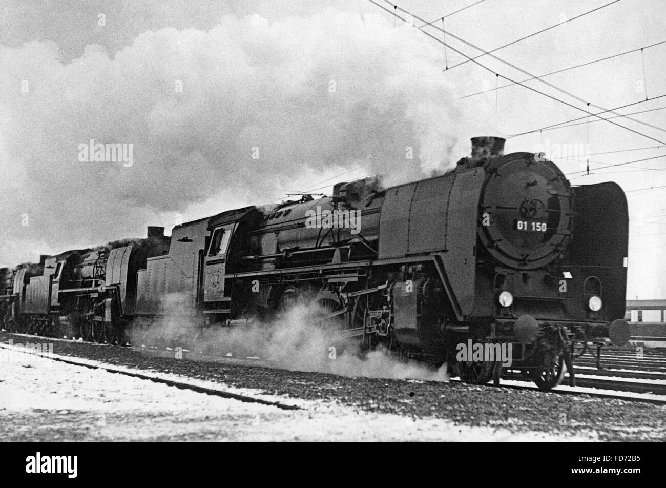 Steam locomotive in Germany, 1945 Stock Photo