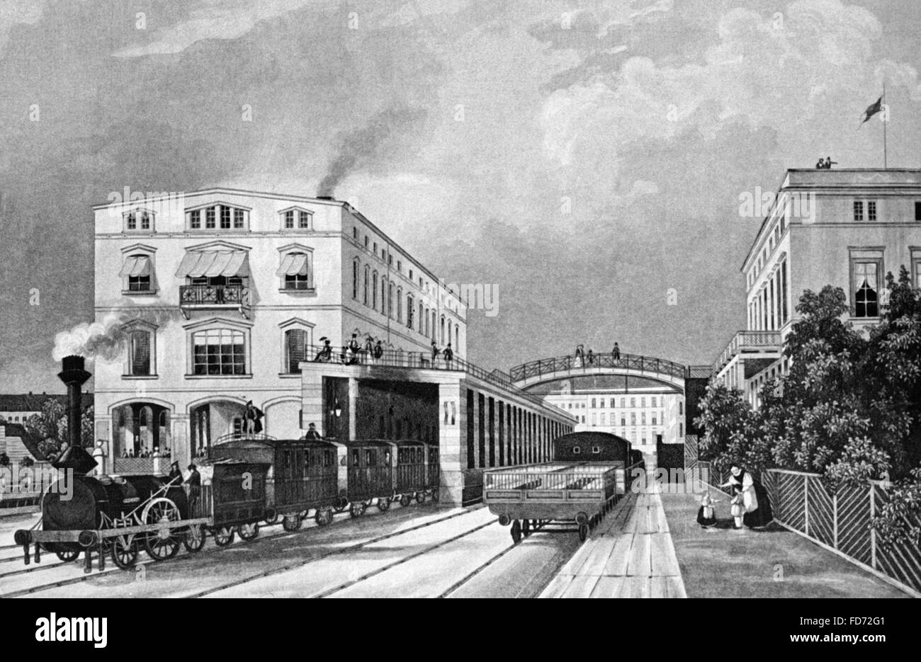 Railway station, 1838 Stock Photo