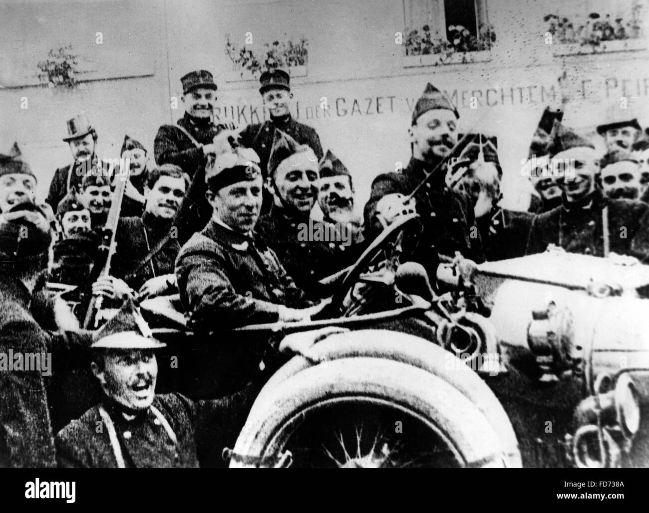 Belgian soldiers in Merchtem, August 1914 Stock Photo