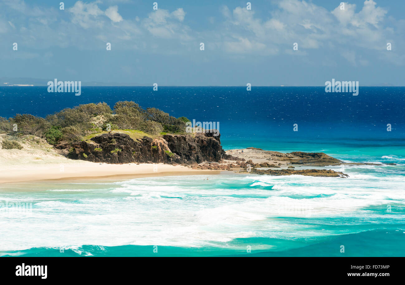 Looking across Frenchmans Beach on North Stradbroke Island toward Deadmans Beach, in Queensland, Australia Stock Photo