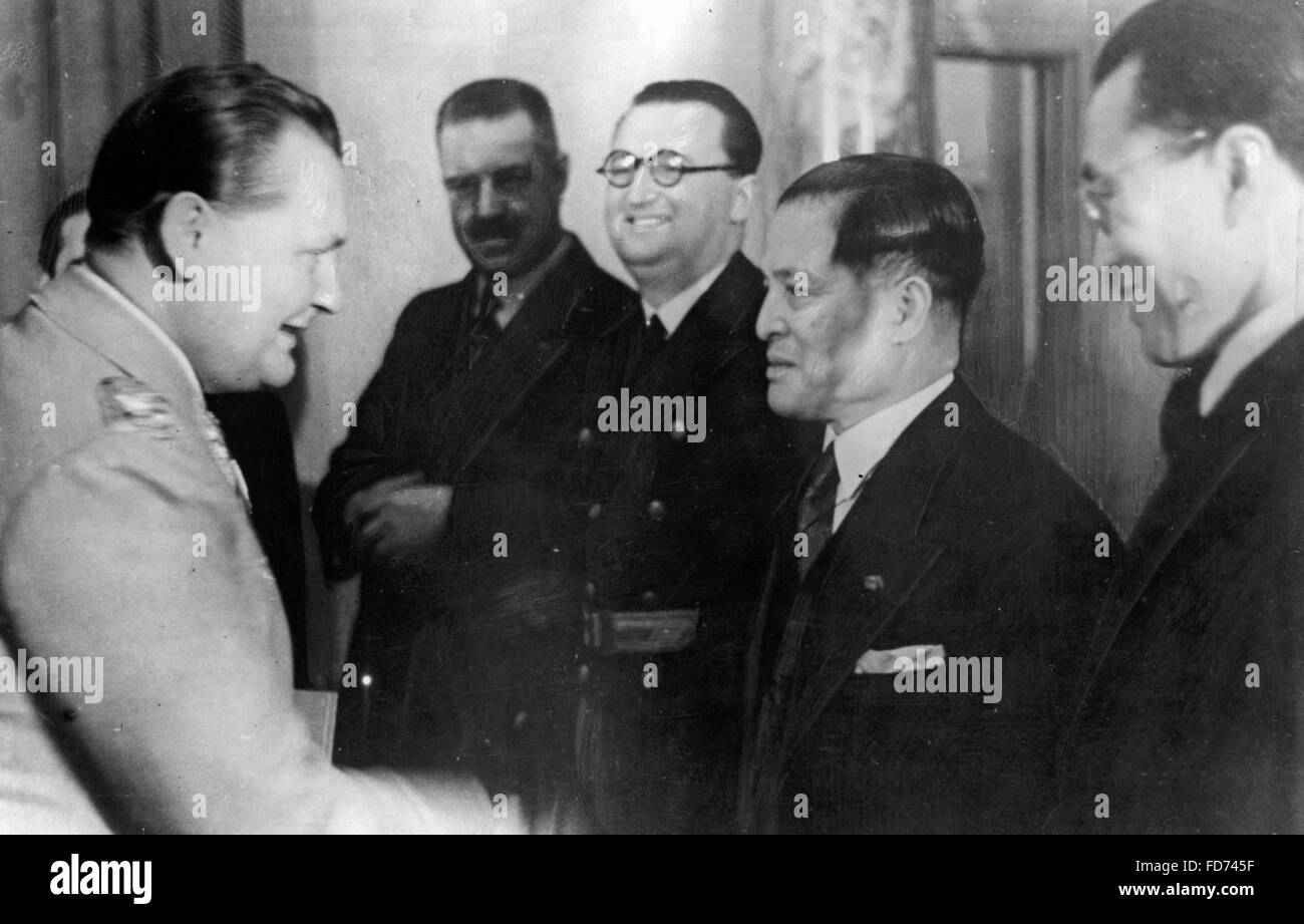 Hermann Göring, Oshima Hirosho und Lue I Wen, 1941 Stock Photo