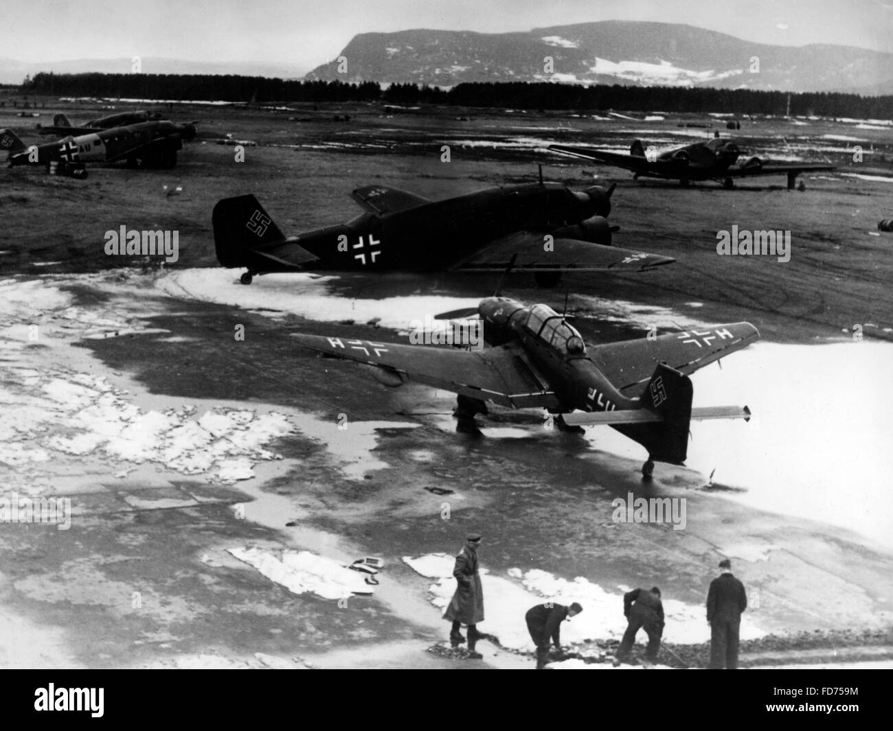 German military planes in Norway, 1940 Stock Photo