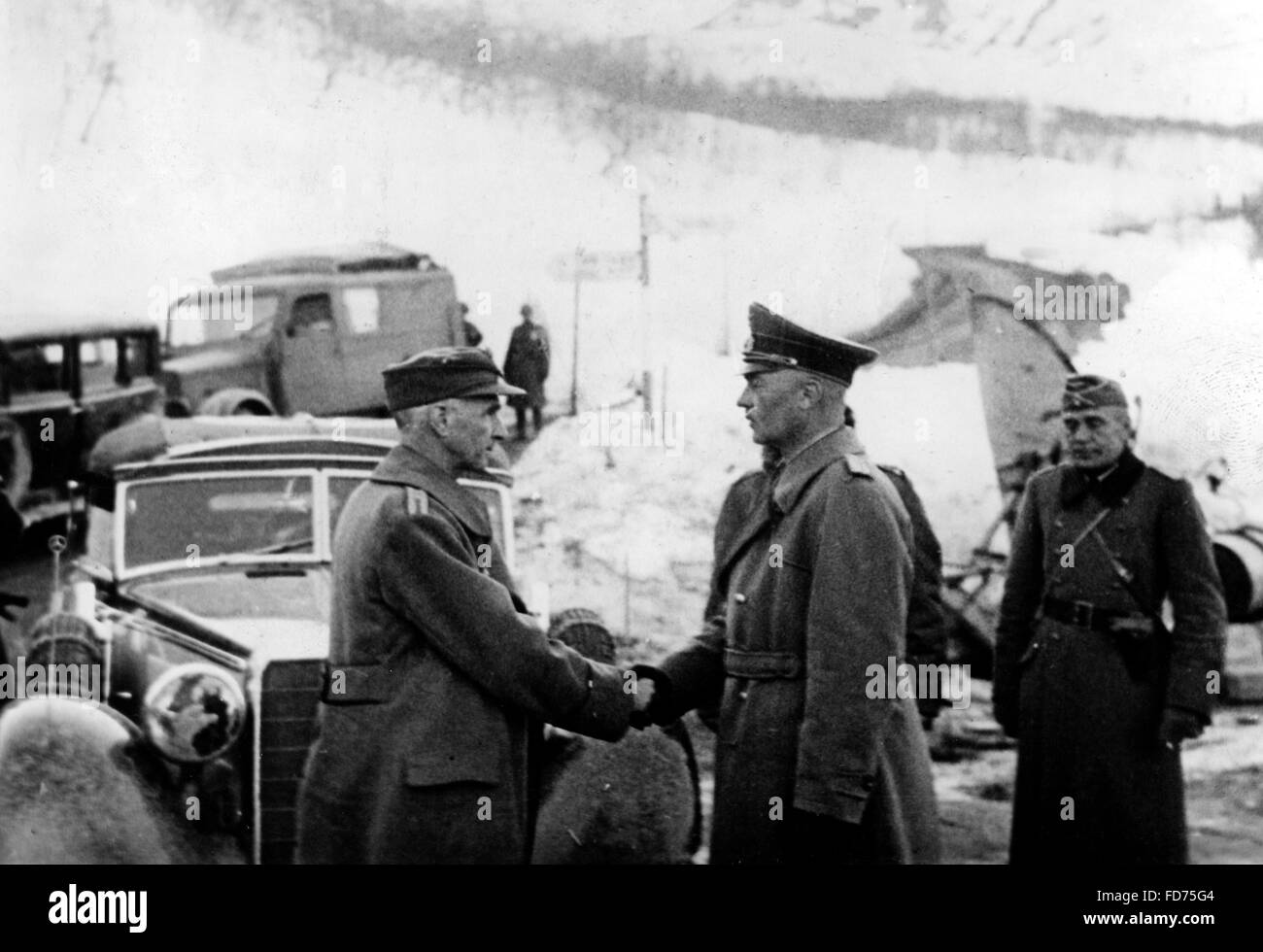 Colonel Ostbye with a German general, 1940 Stock Photo