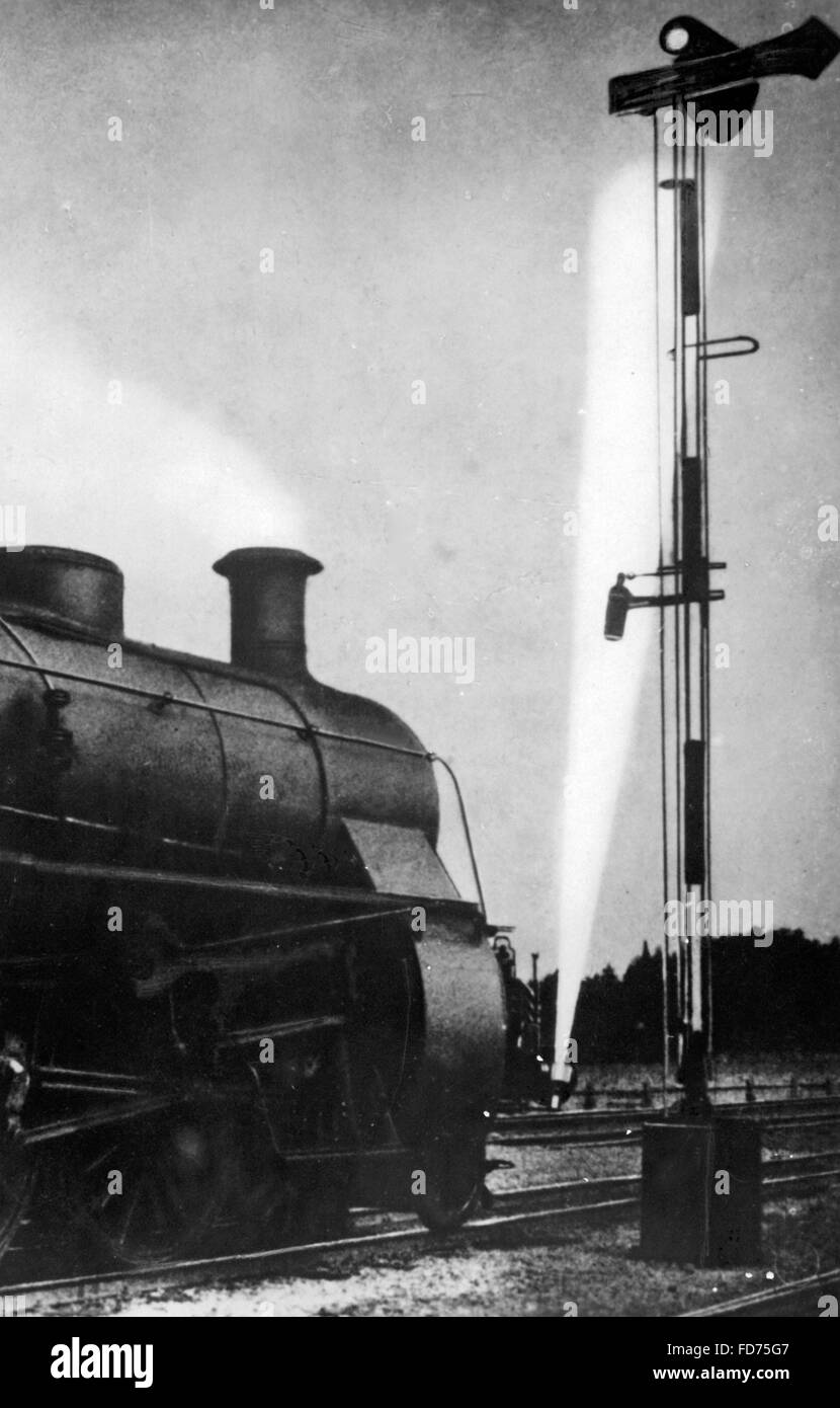 Railway signal in Germany, around the 1920s Stock Photo