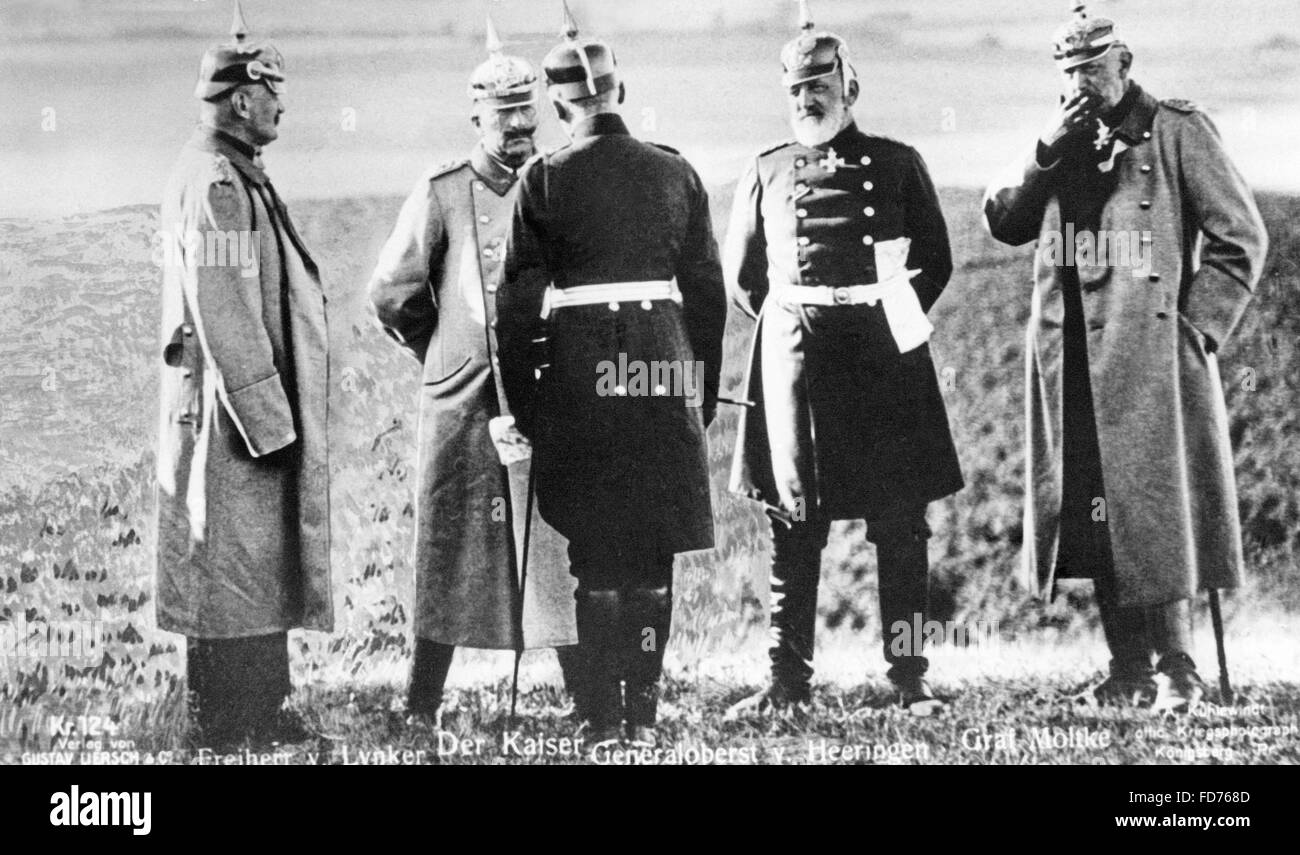 Wilhelm II with von Lyncker, von Heeringen and von Moltke Stock Photo