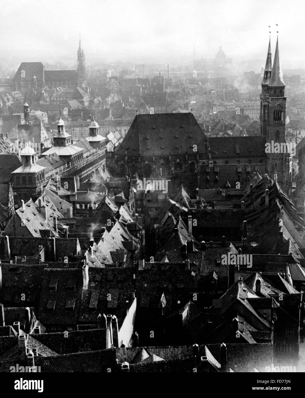 View of the old town of Nuremberg 1938 Stock Photo