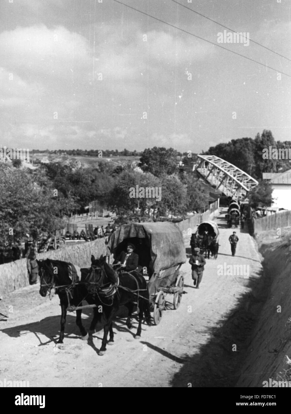 Bessarabia German trek on the Prut, the fall of 1940 Stock Photo