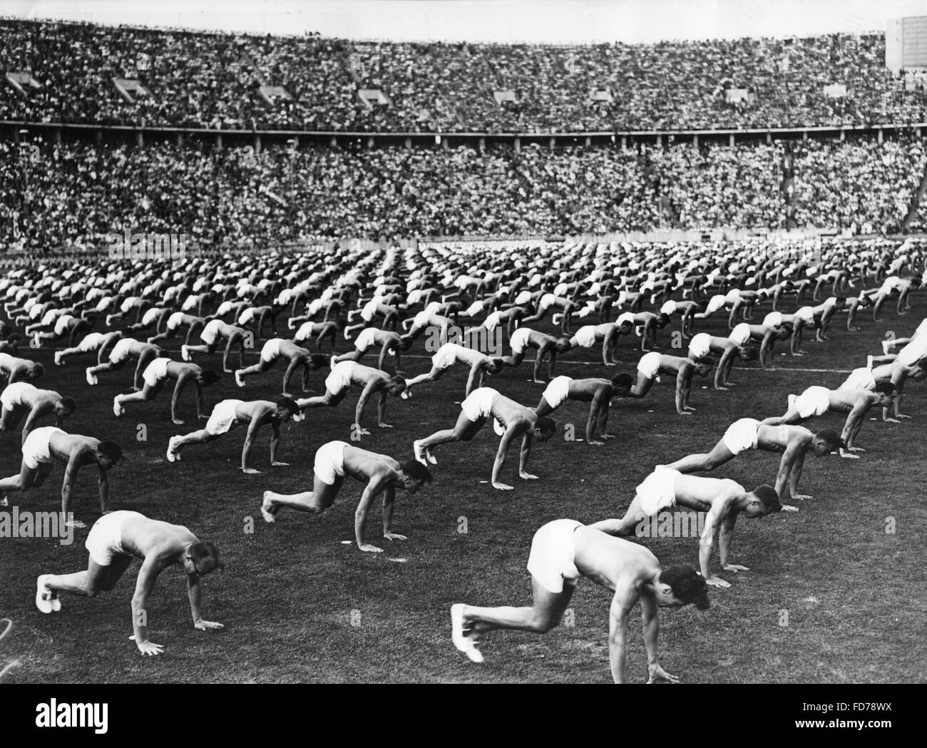 Gymnastics presentation at the Berlin Olympic Stadium, 1936 Stock Photo