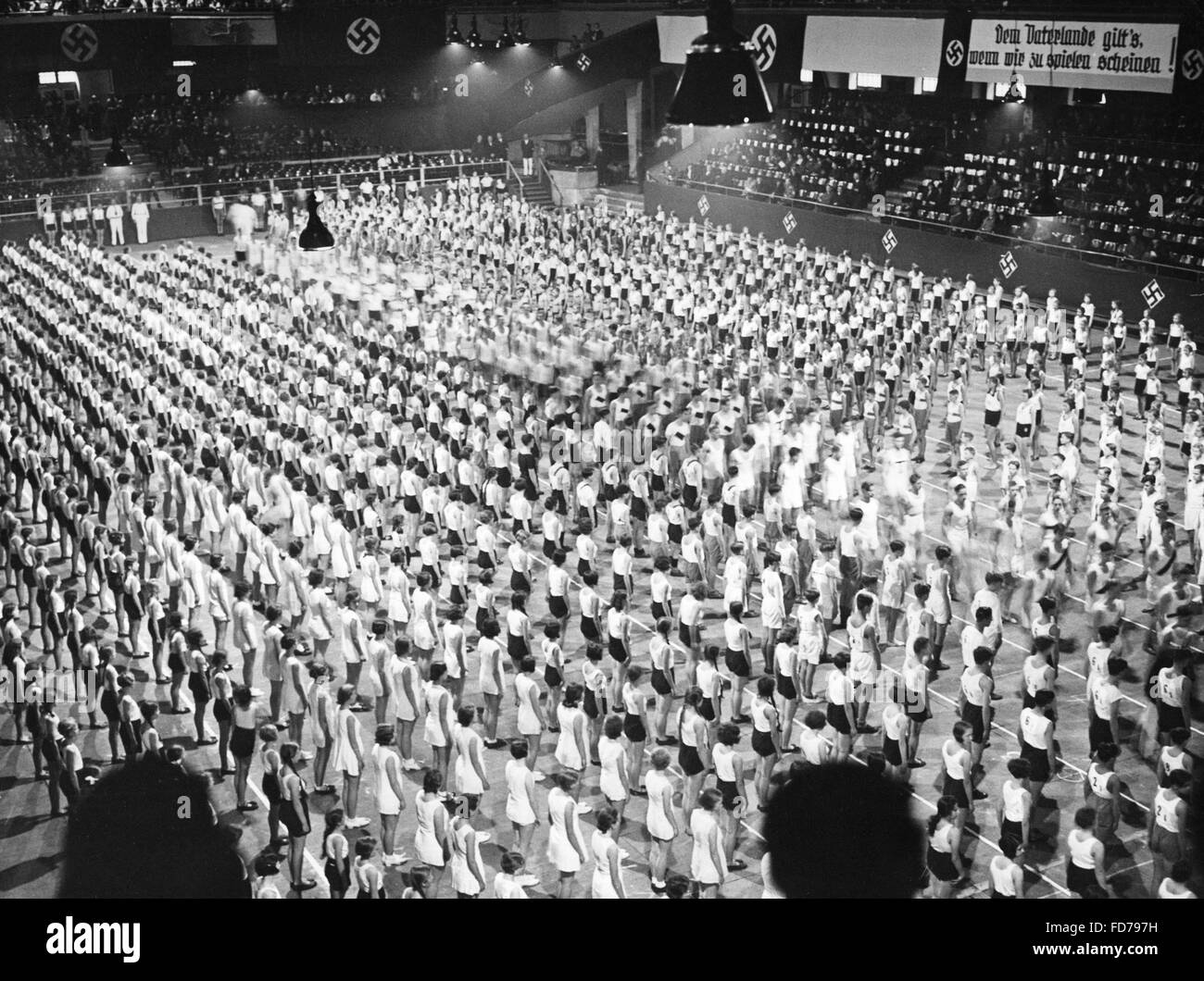 Indoor Sports Festival of the Berlin schools, 1930s Stock Photo