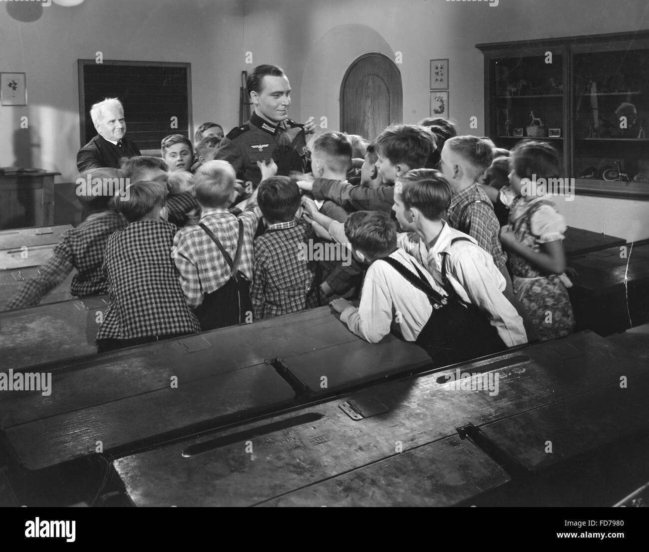 Movie scene: classroom with soldier, 1941 Stock Photo