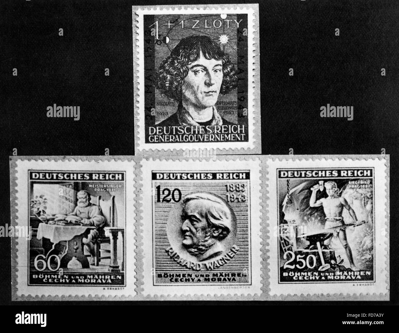 Stamps of the General Government and the Protectorate, 1943 Stock Photo