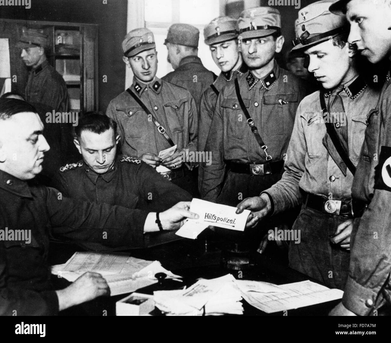 SA-members are being recruited as special constables, 1933 Stock Photo ...