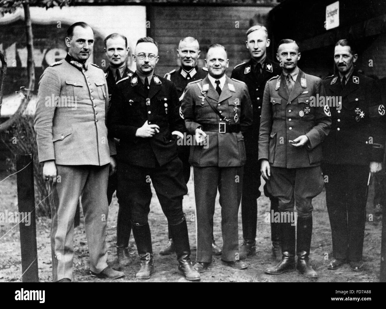 Kurt Daluege, Karl Wolff, Heinrich Himmler, Police Capitain Bonin, Erhard Mil Stock Photo