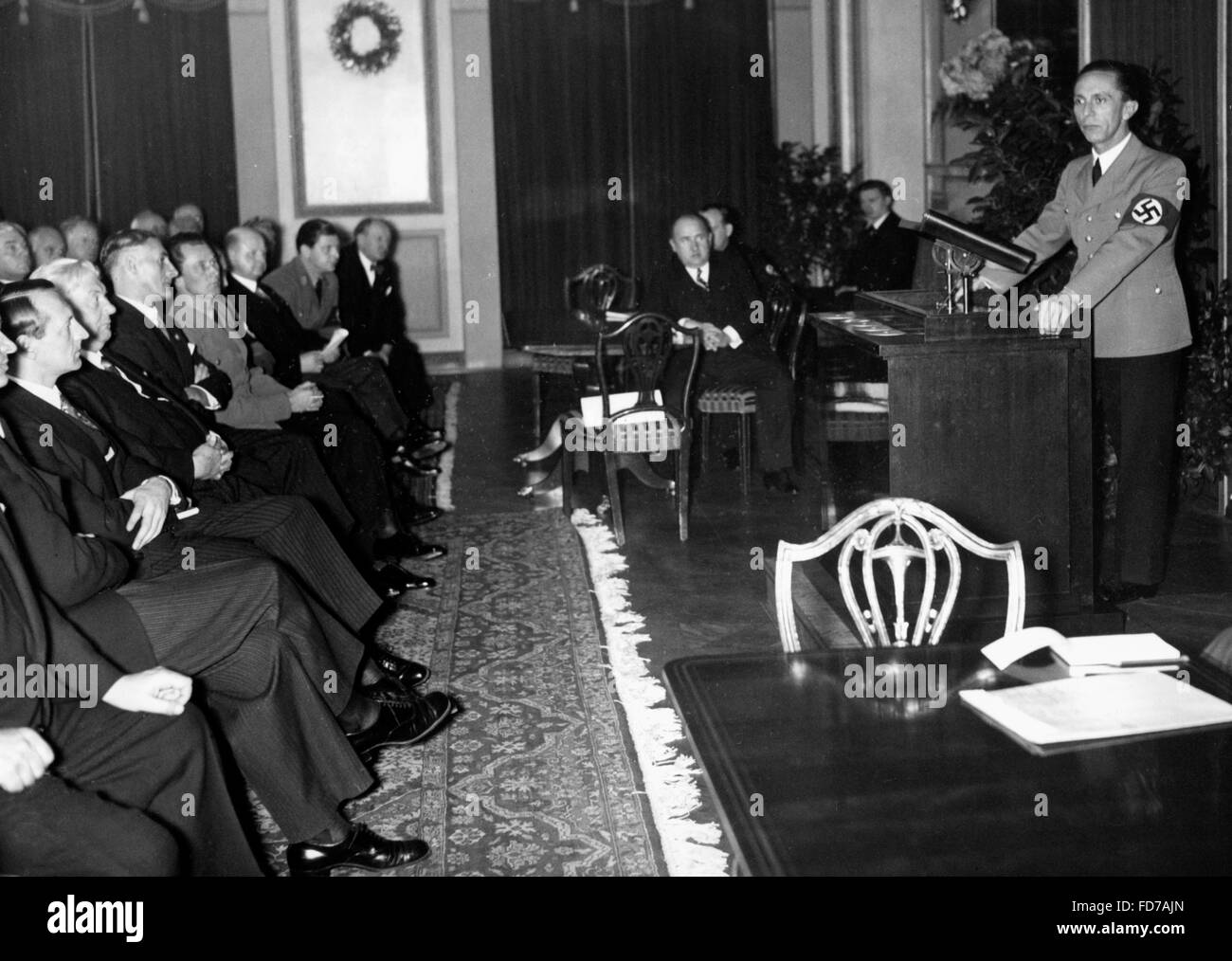 Joseph Goebbels at the first meeting of the Reich Cultural Senate, 1935 Stock Photo