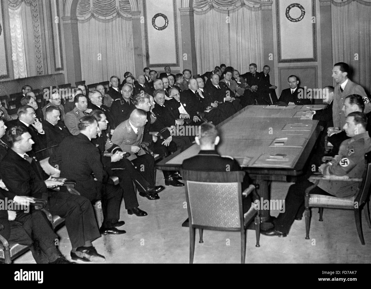 Joseph Goebbels at the meeting of the Reich Cultural Senate, 1936 Stock Photo