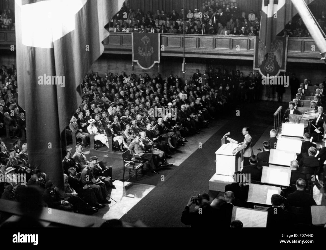 Goebbels, Hitler and Wagner at the meeting of the Reich Chamber of Fine Arts in Munich, 1937 Stock Photo