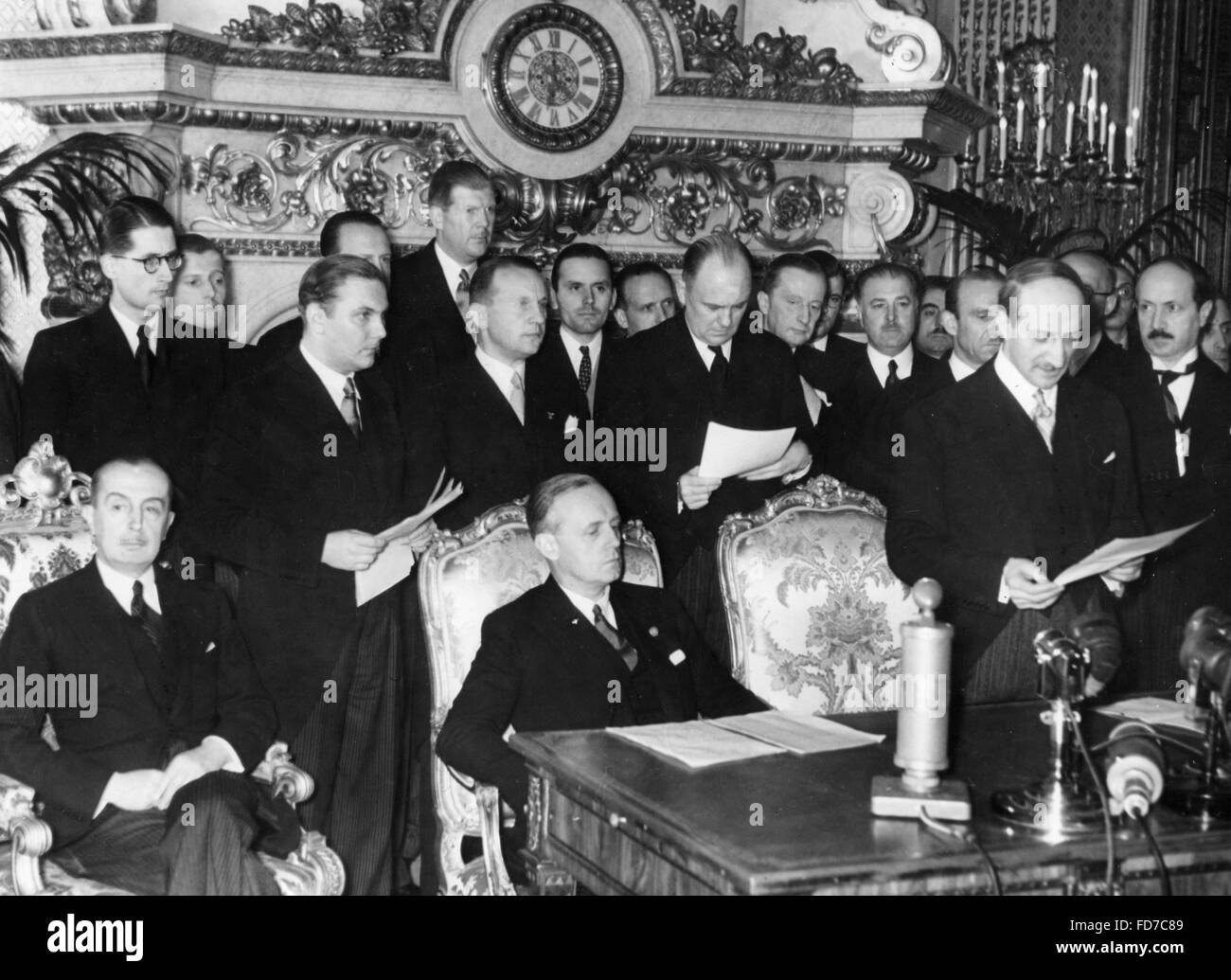 Ribbentrop and Bonnet at the signing of a Franco-German non-aggression pact, 1938 Stock Photo