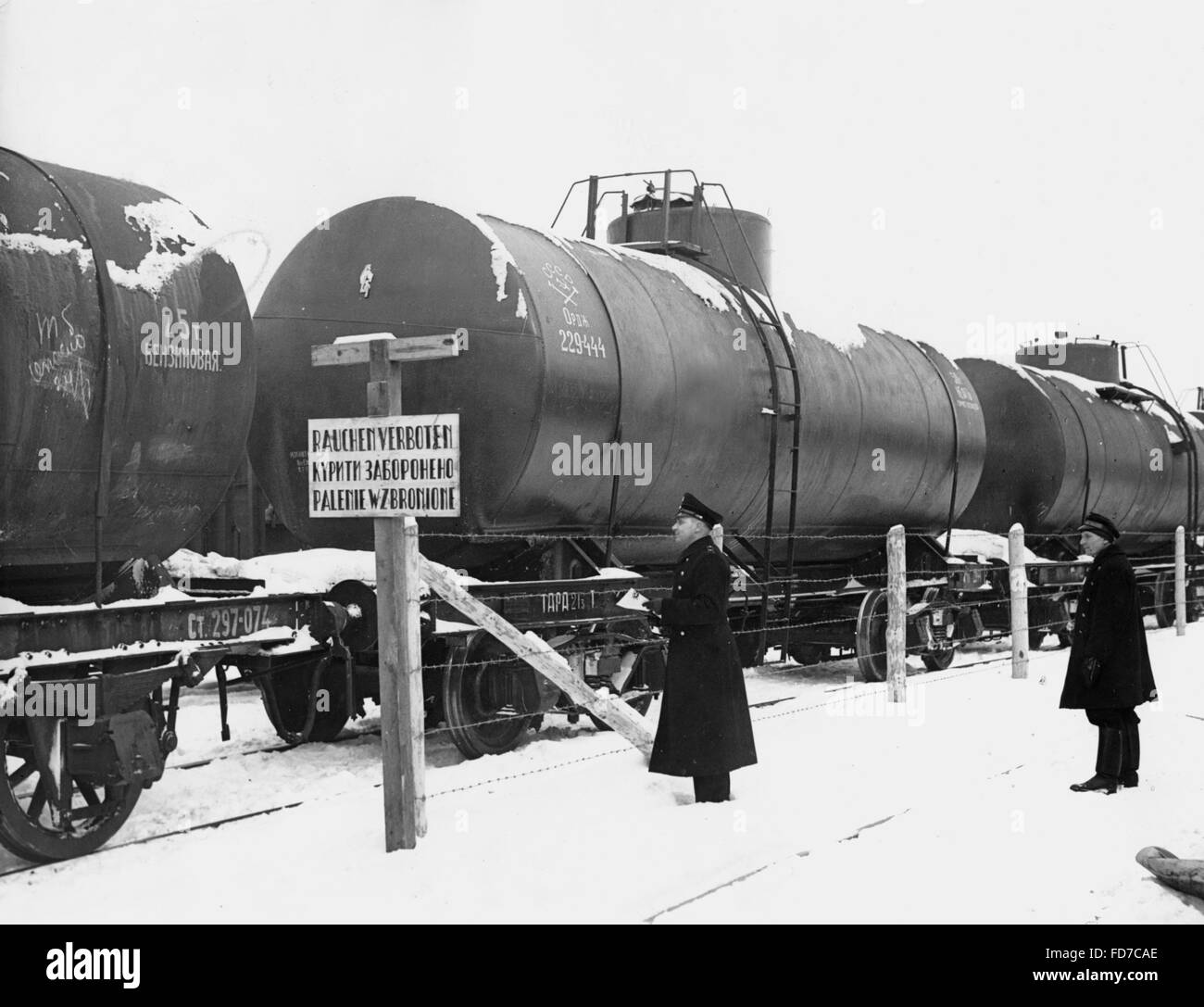 German-Soviet oil transport in Przemysl, 1940 Stock Photo