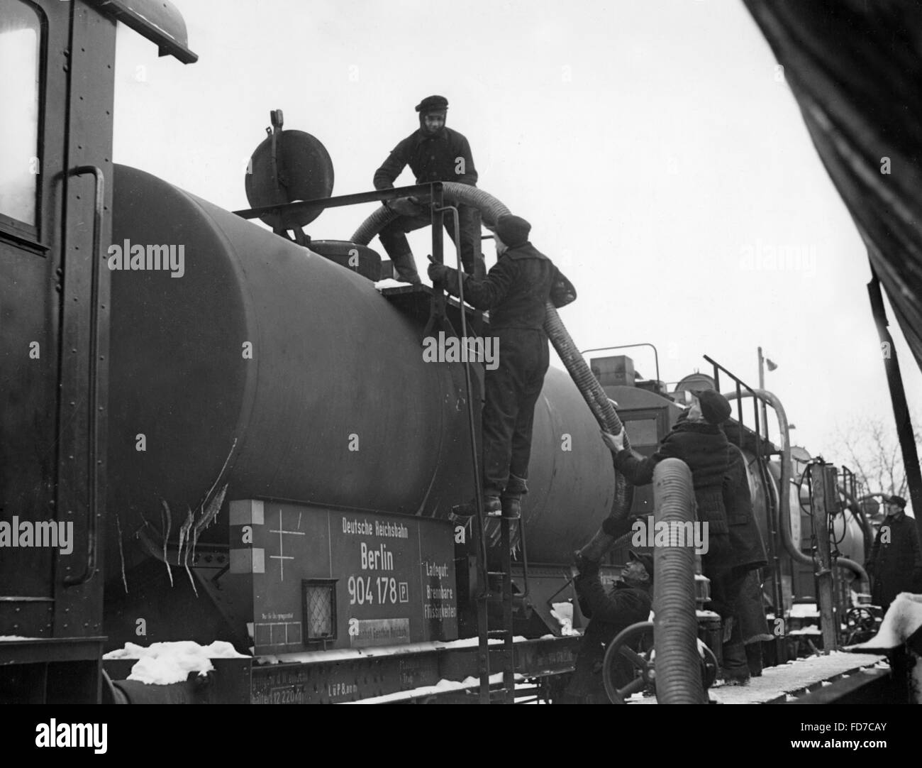 German-Soviet oil transport in Przemysl, 1940 Stock Photo