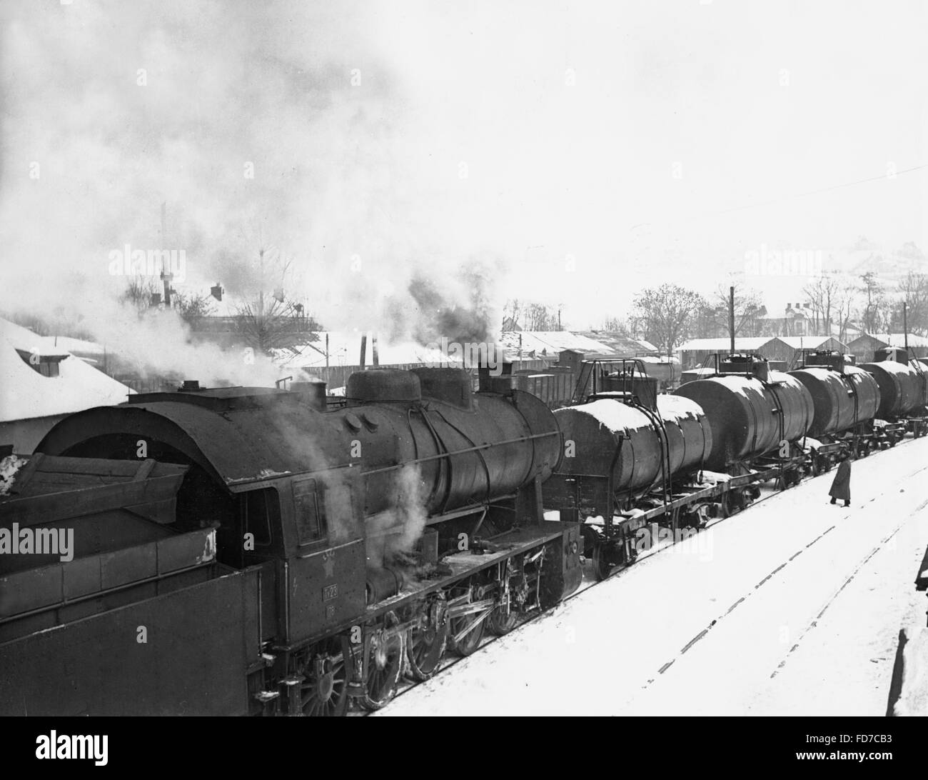 German-Soviet oil transport in Przemysl, 1940 Stock Photo