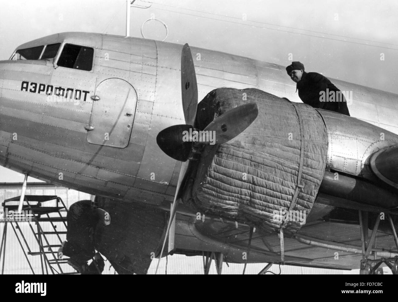 First landing of a Soviet aircraft at the Berlin-Tempelhof Airport, 1940 Stock Photo