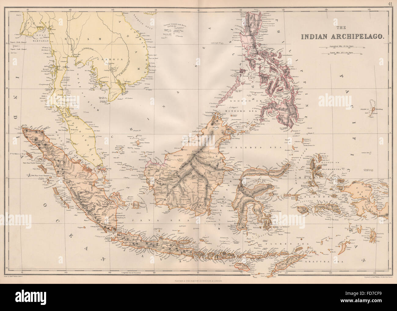 DUTCH EAST INDIES: "Indian Archipelago" Indonesia Philippines Singapore 1882 map Stock Photo