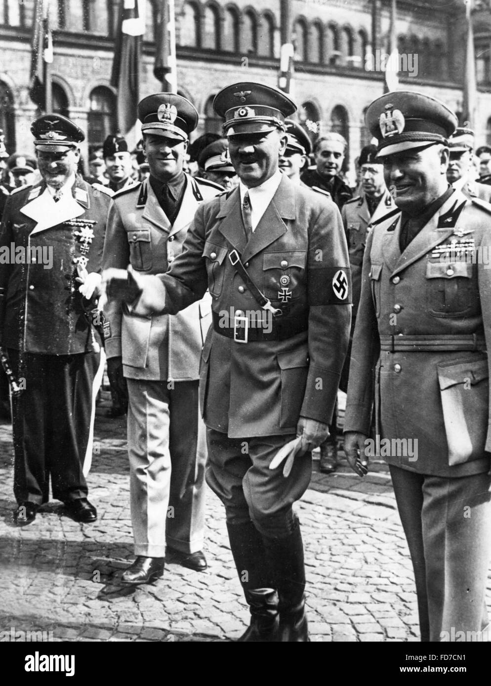 Adolf Hitler and Benito Mussolini in Munich, 1938 Stock Photo