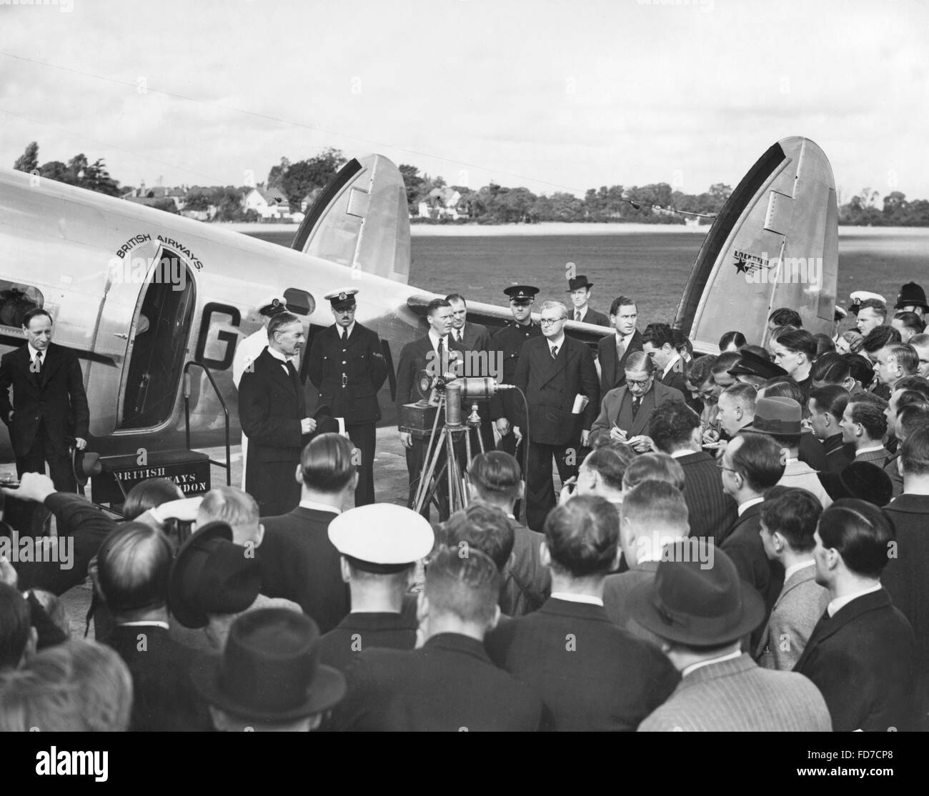 Arthur Neville Chamberlain before departing to Bad Godesberg, 1938 Stock Photo