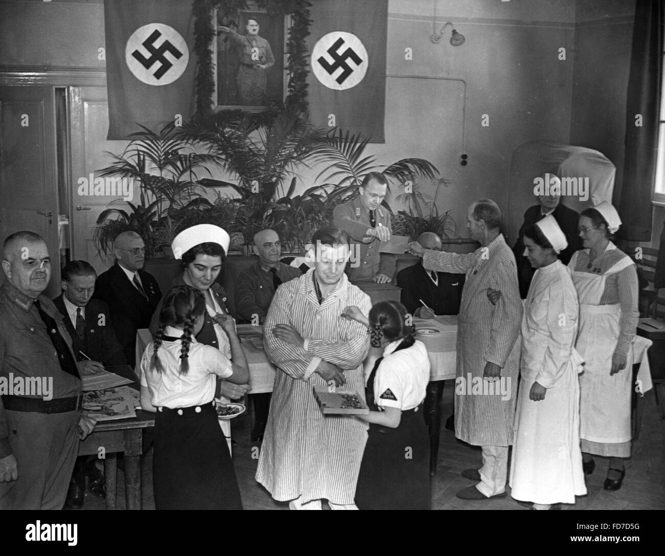 Polling station for the Reichstag Eeection 1938 at the Berlin Am Urban hospital Stock Photo