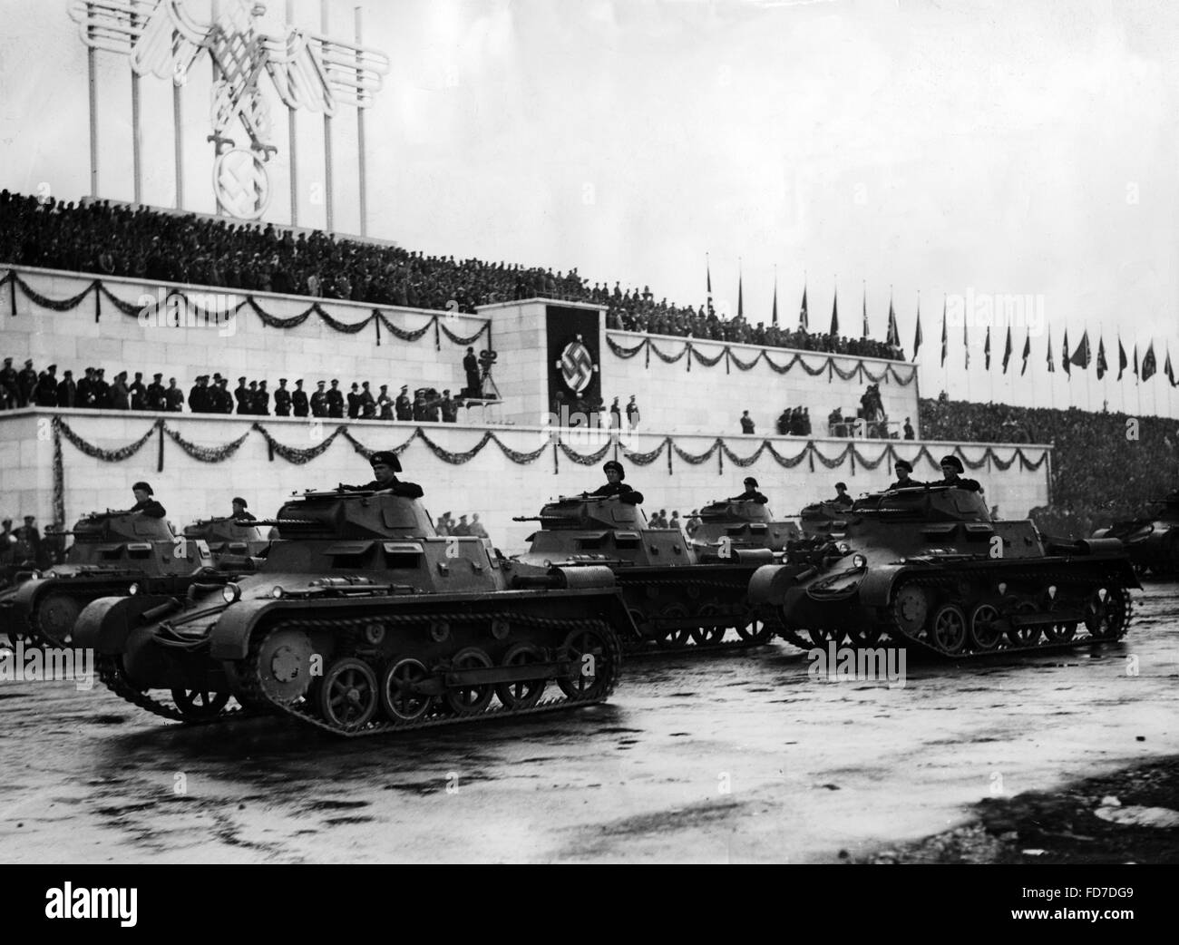 Panzer I parade on the Day of the Wehrmacht during the Nuremberg Rally, 1935 Stock Photo