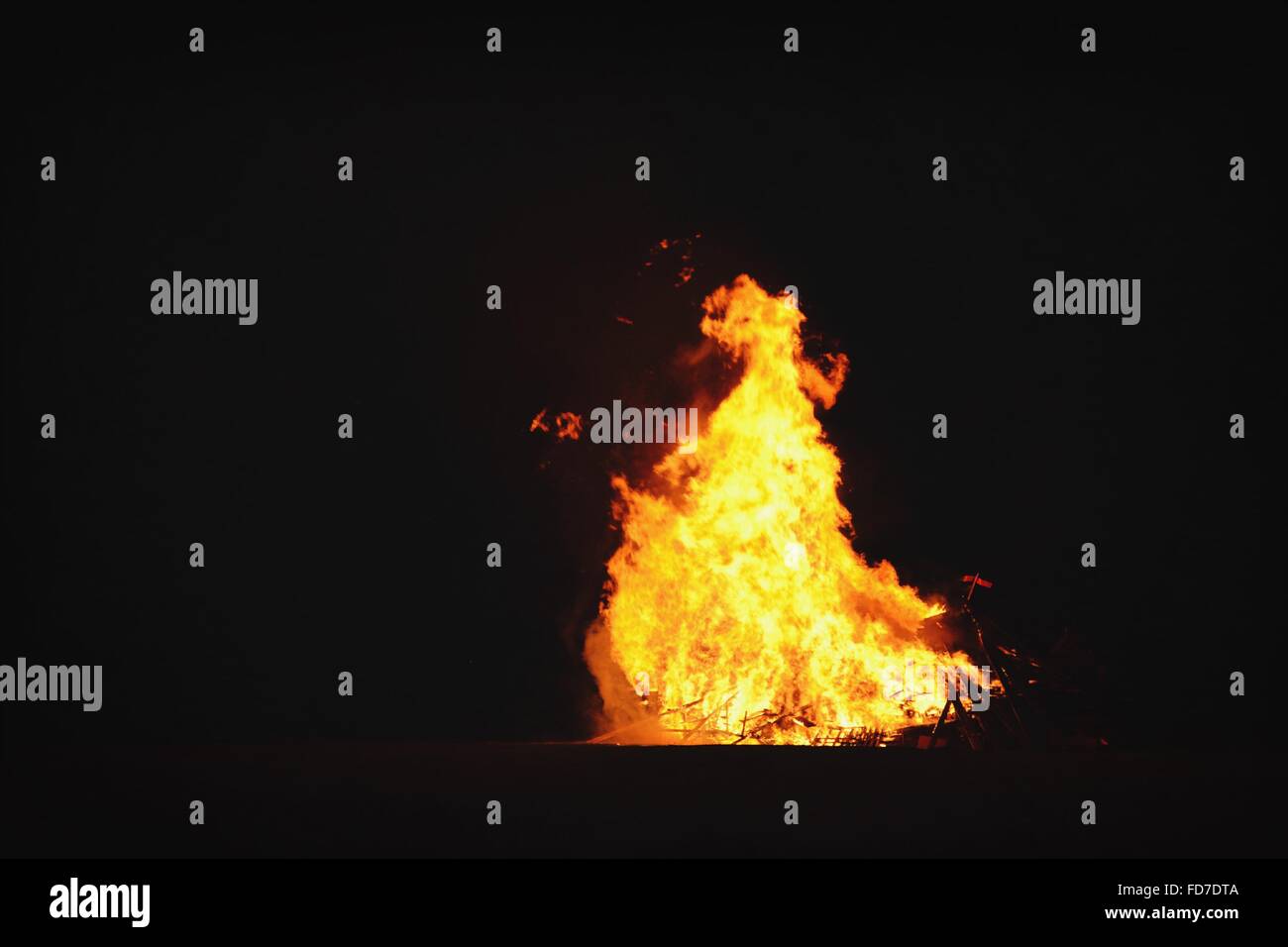 Bonfire In Forest At Night Stock Photo - Alamy