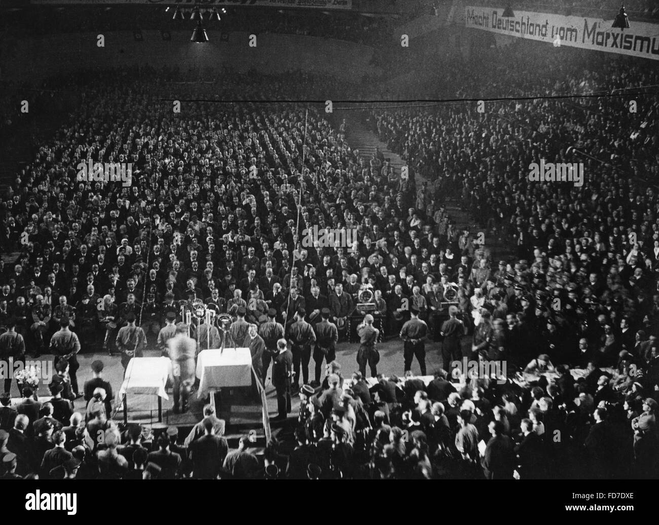 The Berlin Sportpalast during a speech of Adolf Hitler, 1933 Stock Photo