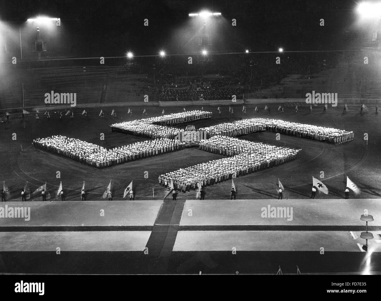 Rehearsal for the Sonnwendfeier (Summer Solstice Celebration) at the Olympic Stadium, 1938 Stock Photo