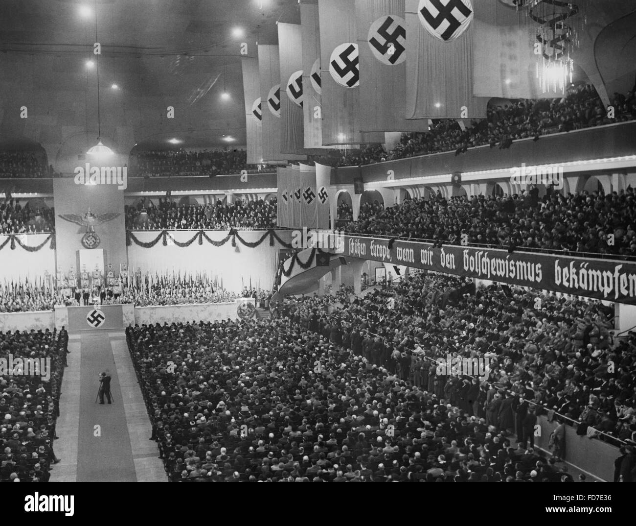 Crowd in the Sportpalast in Berlin, 1937 Stock Photo