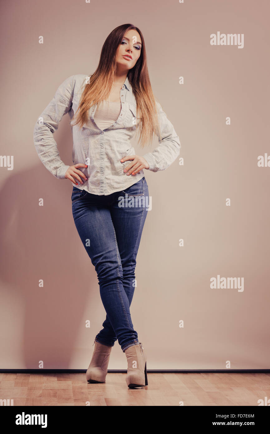 Fashion. Young long hair fashionable 