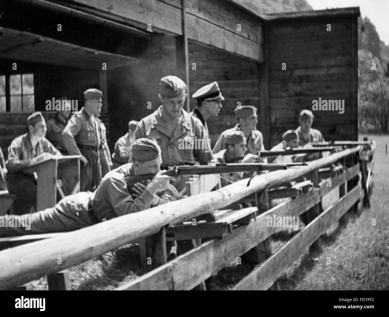 Movie scene: HJ members at shooting practice, 1941 Stock Photo