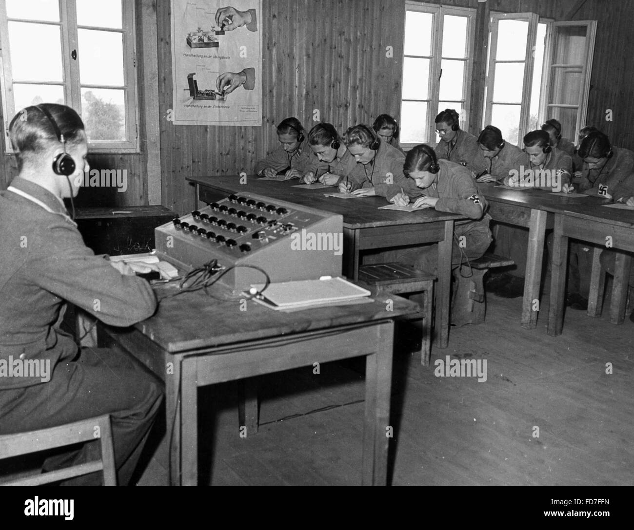 Radio lesson in a military training camp of the Hitler Youth in Ziegenort, 1943 Stock Photo
