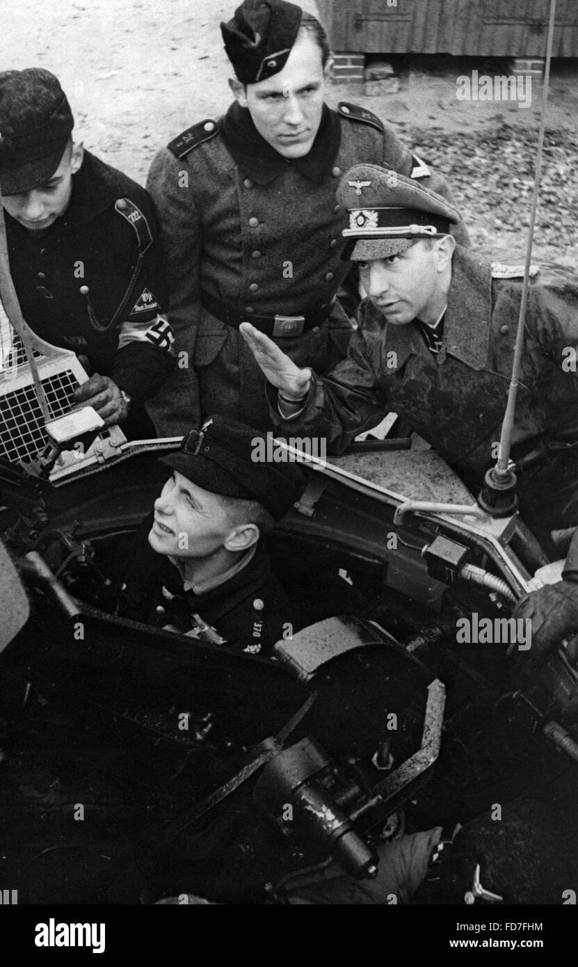 HJ exercise with Wehrmacht vehicles, 1943 Stock Photo