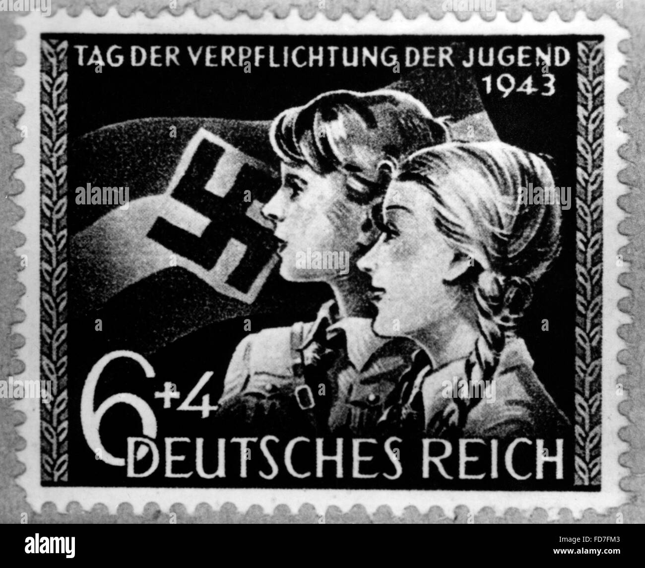 Stamp of the 'Verpflichtung der Jugend' (Commitment of the Youth) of the Deutsche Reichspost, 1943 Stock Photo