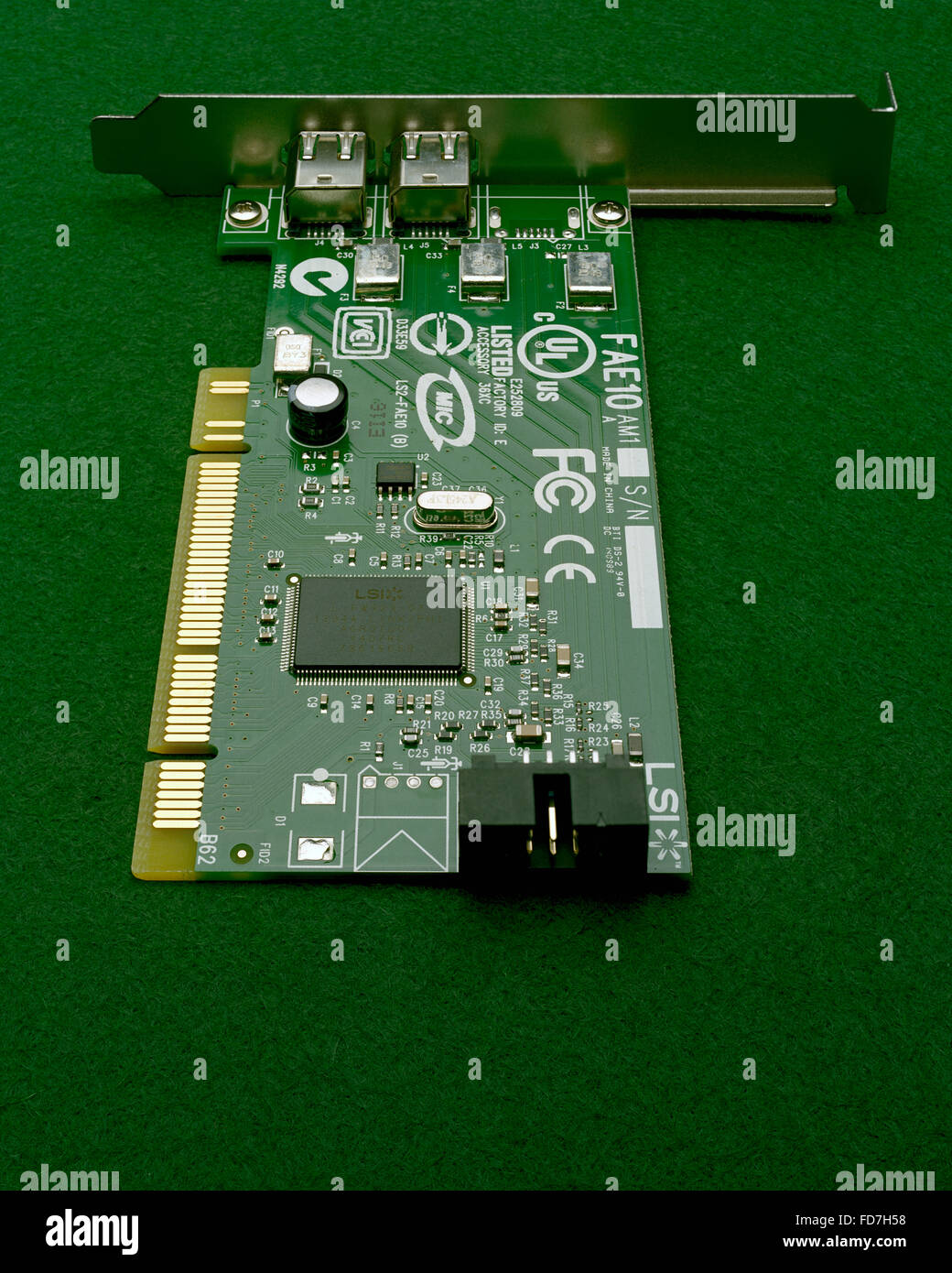 PCI computer expansion card for Firewire connection Stock Photo