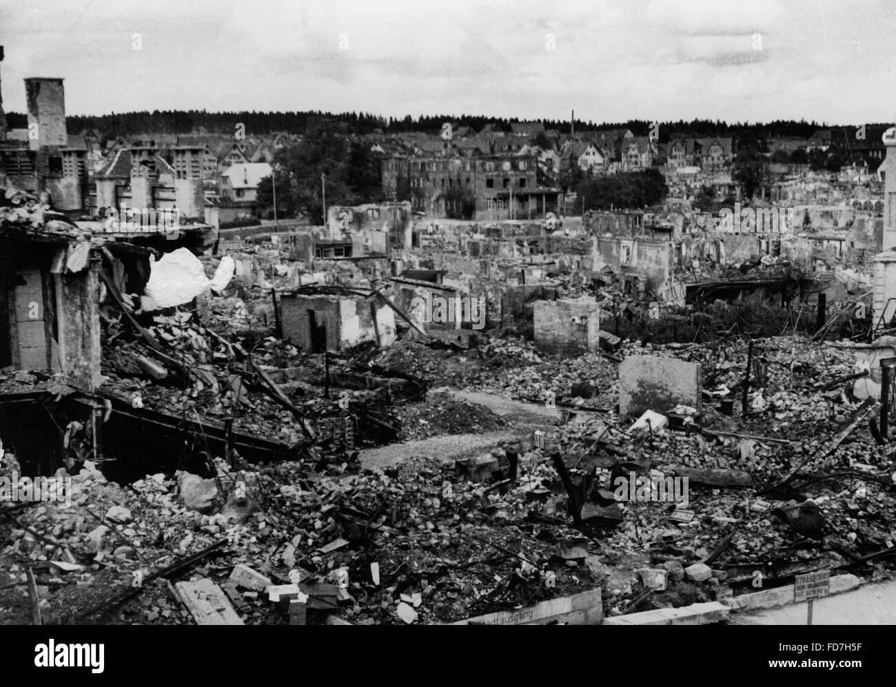 Destruction of Freudenstadt by French troops, 1945 Stock Photo