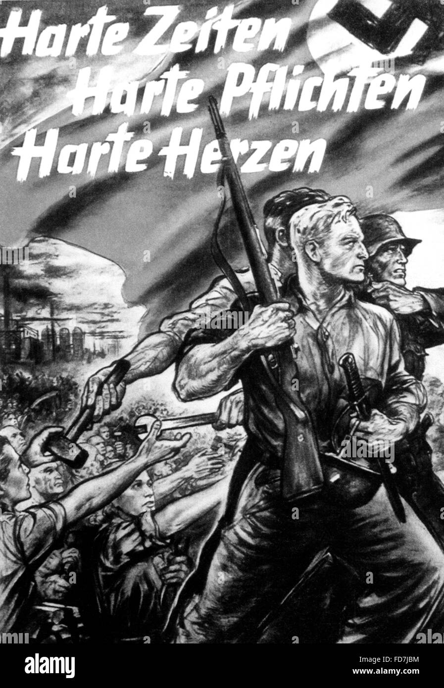 National Socialist propaganda poster in World War II Stock Photo