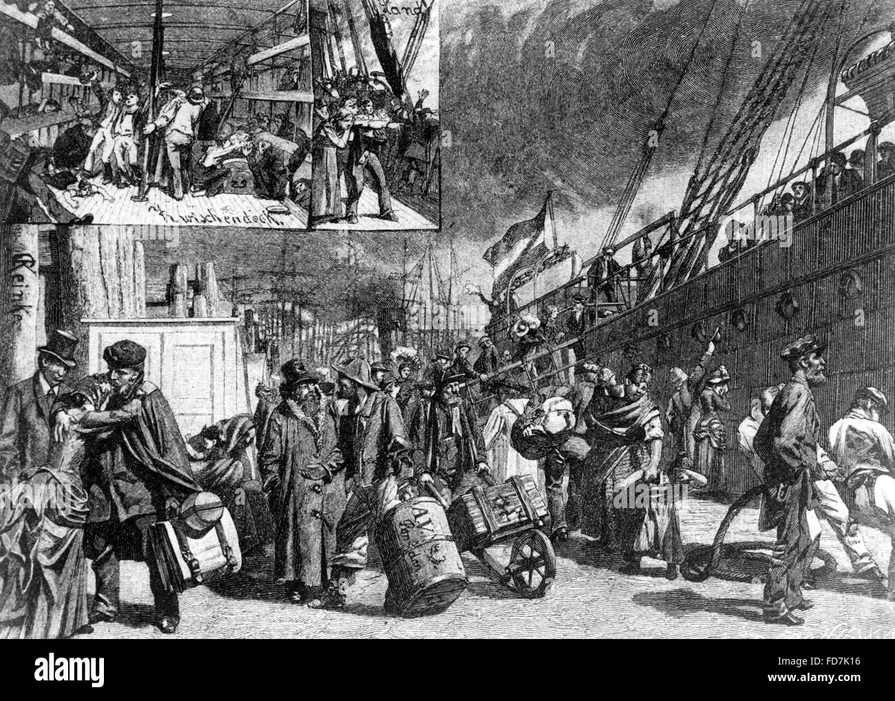 Embarkation of emigrants, 1856 Stock Photo