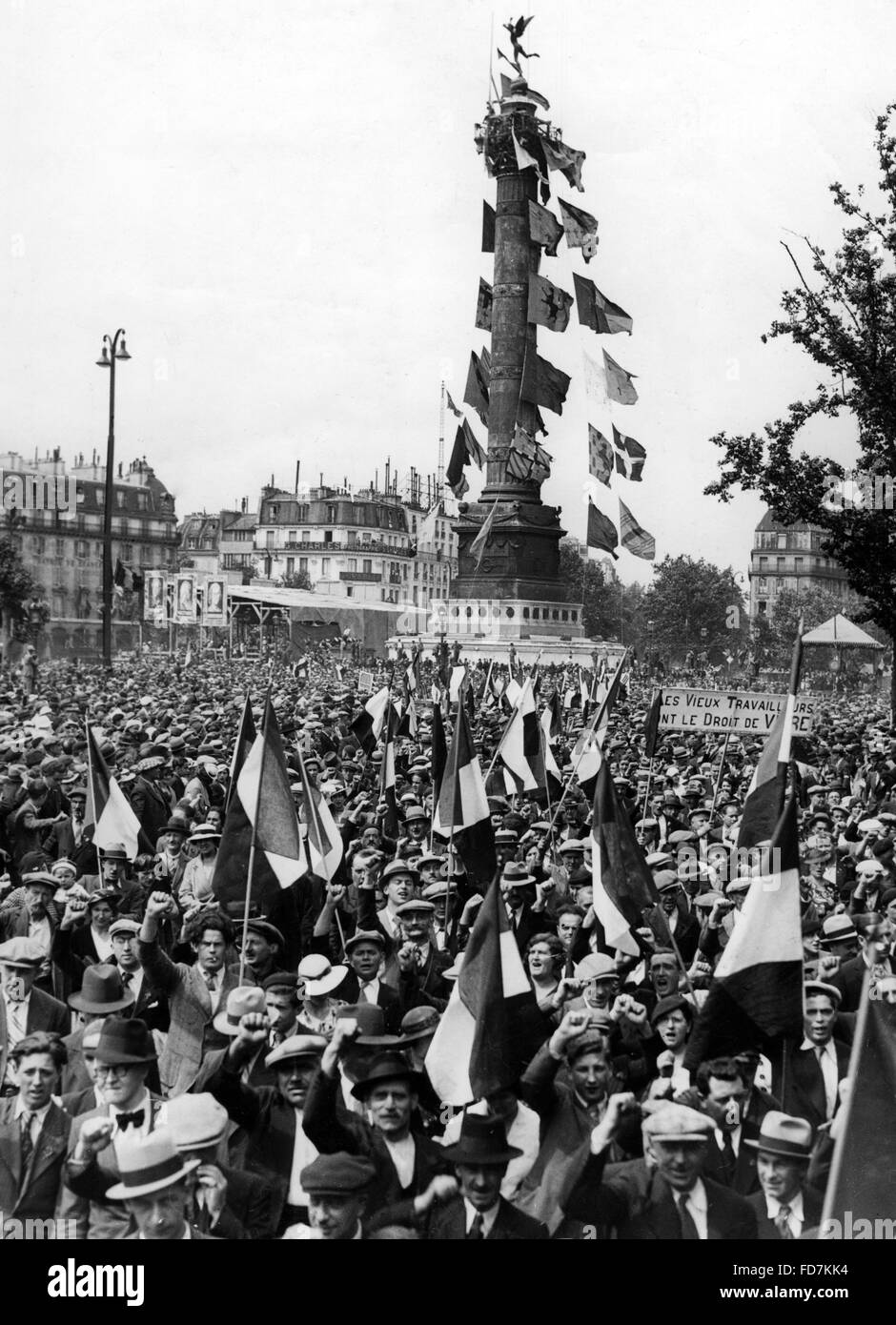 Supporters of the Popular Front in Paris, 1936 Stock Photo
