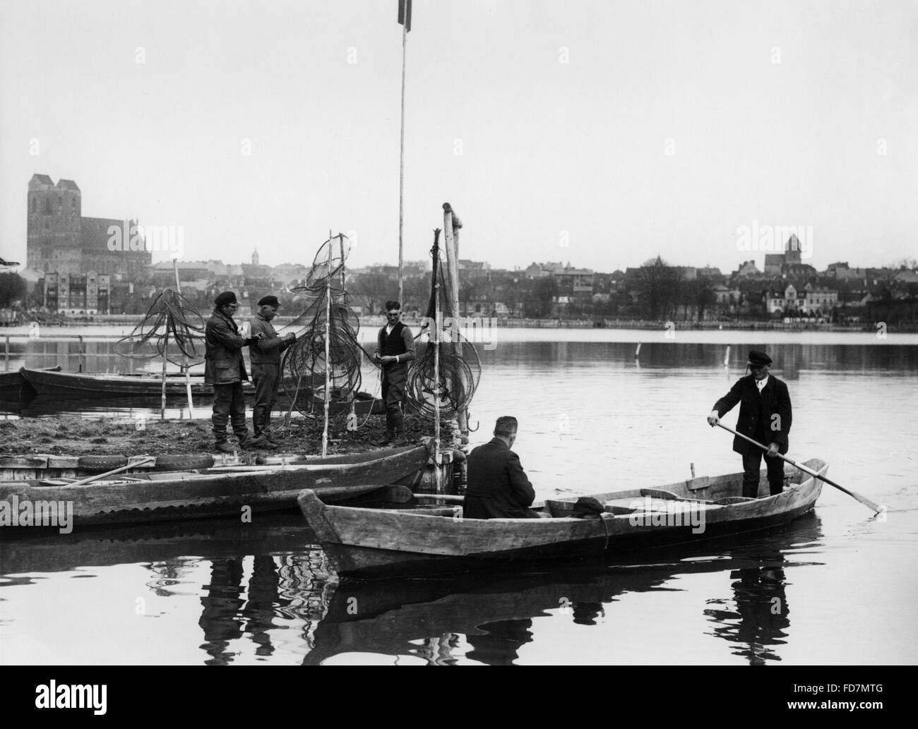 Fishermen in Prenzlau, 1934 Stock Photo