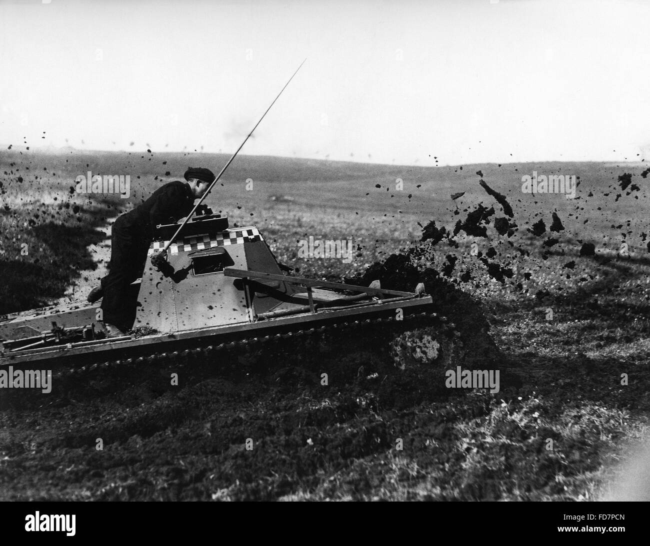 Command tank in difficult terrain during a maneuver, 1937 Stock Photo