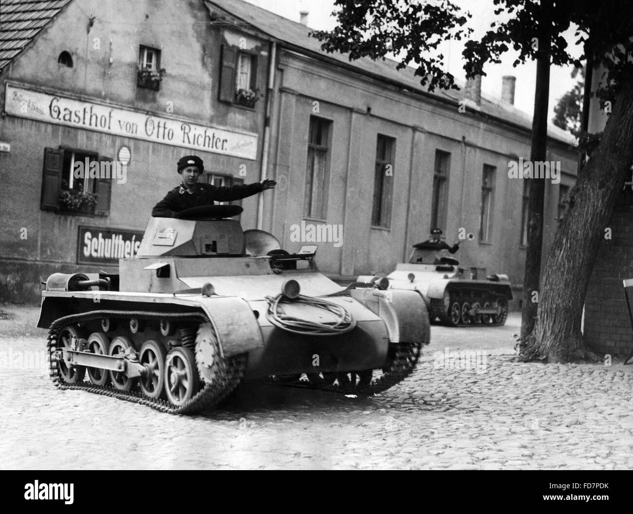 Panzer I tanks cross a city, 1935 Stock Photo