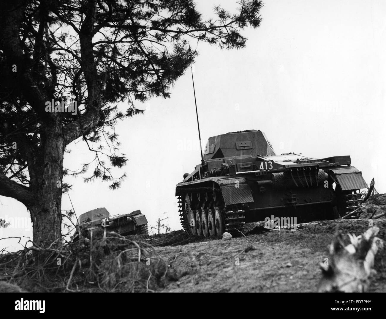 Panzer II of a military school, 1938 Stock Photo