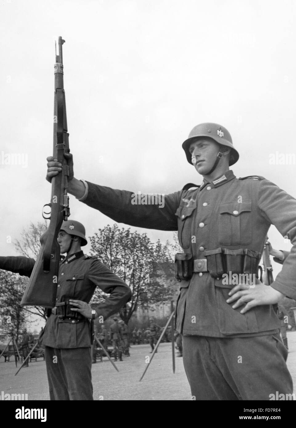 Parade ground drill at a unit of the Wehrmacht, 1940 Stock Photo